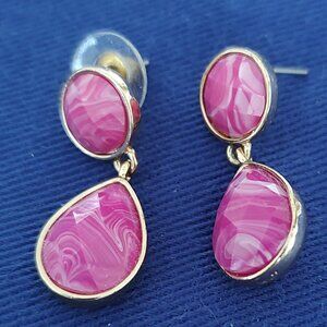 Pink and Gold Dangle Earrings